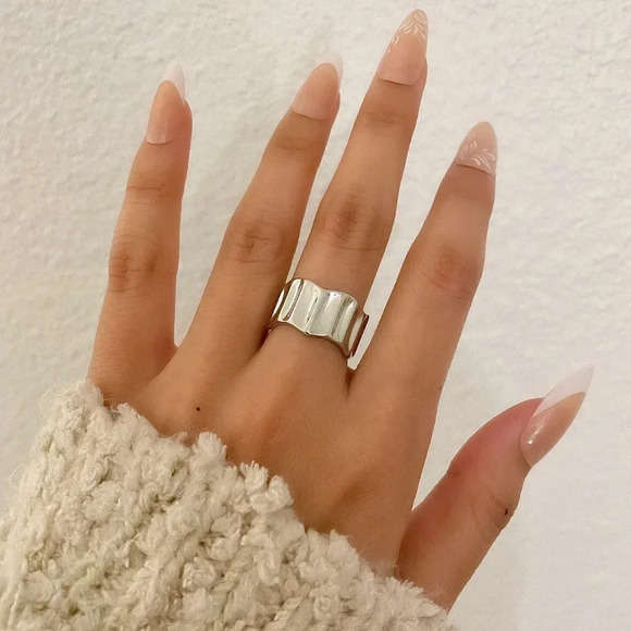 925 Sterling Silver Chunky Bold Statement Ring Thick Wide Ring Band - Picture 3 of 5